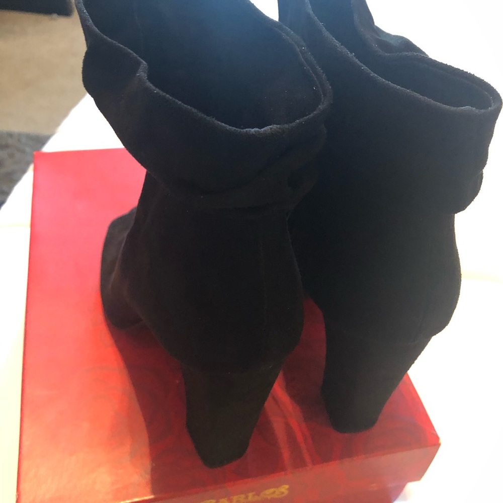 Black Suede Chunky Bootie